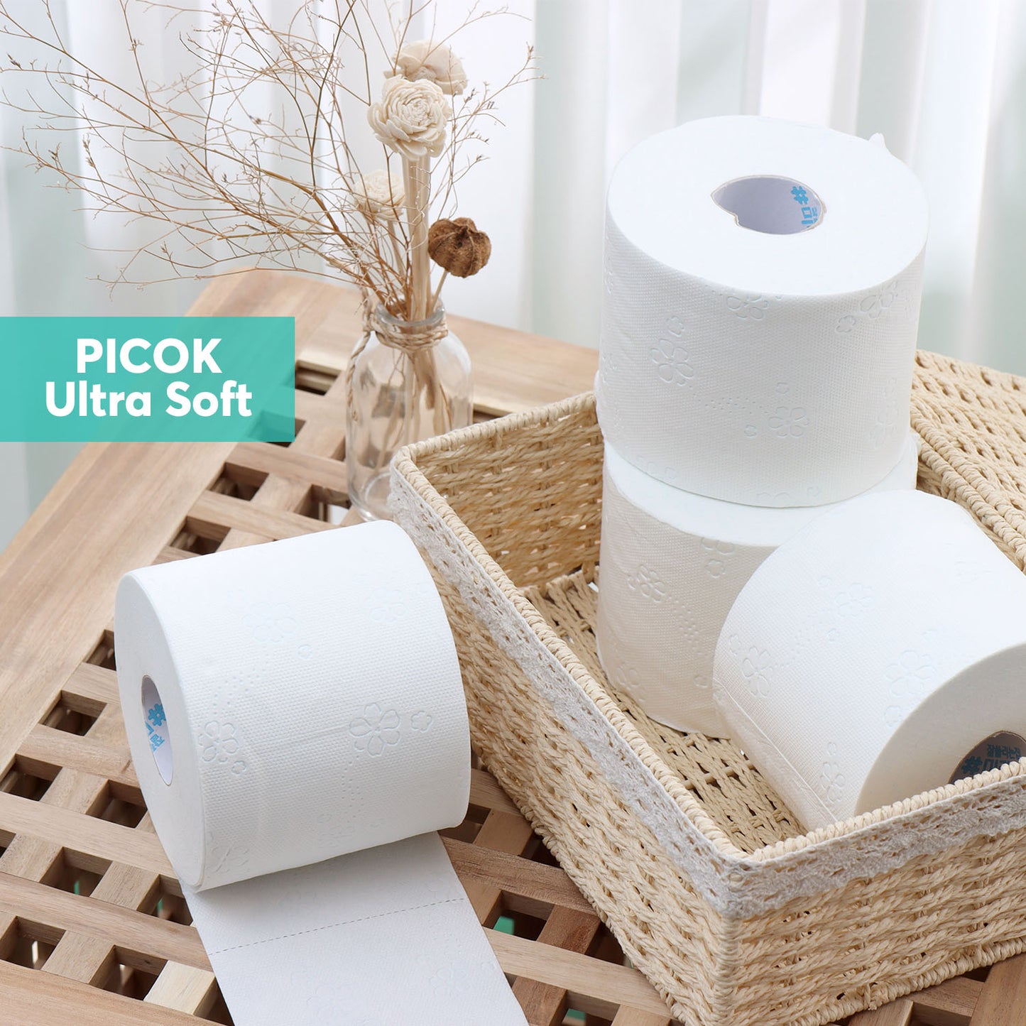 Picok Ultra Soft Toilet Tissue Paper 9Rolls (6Packs) Bulk